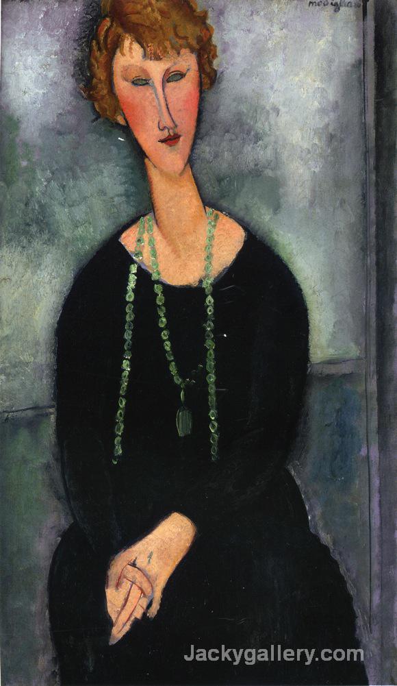 Woman with a Green Necklace by Amedeo Modigliani paintings reproduction